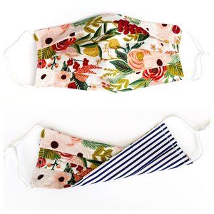 3/$30! Reversible Blush Floral & Stripes Face Mask